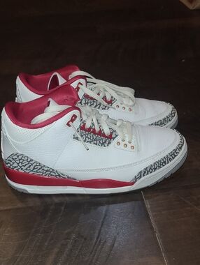 Jordan 3 Retro Cardinal Red White With Elephant Print Sneakers